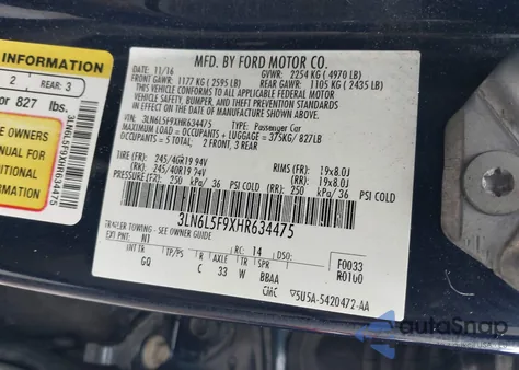 2017 Lincoln Mkz Reserve из США, поврежденный, VIN 3LN6L5F9XHR634475